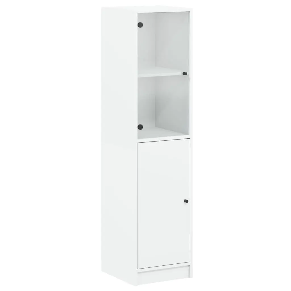 Highboard White 35x37x142cm Glass Door Storage Cabinet Organiser