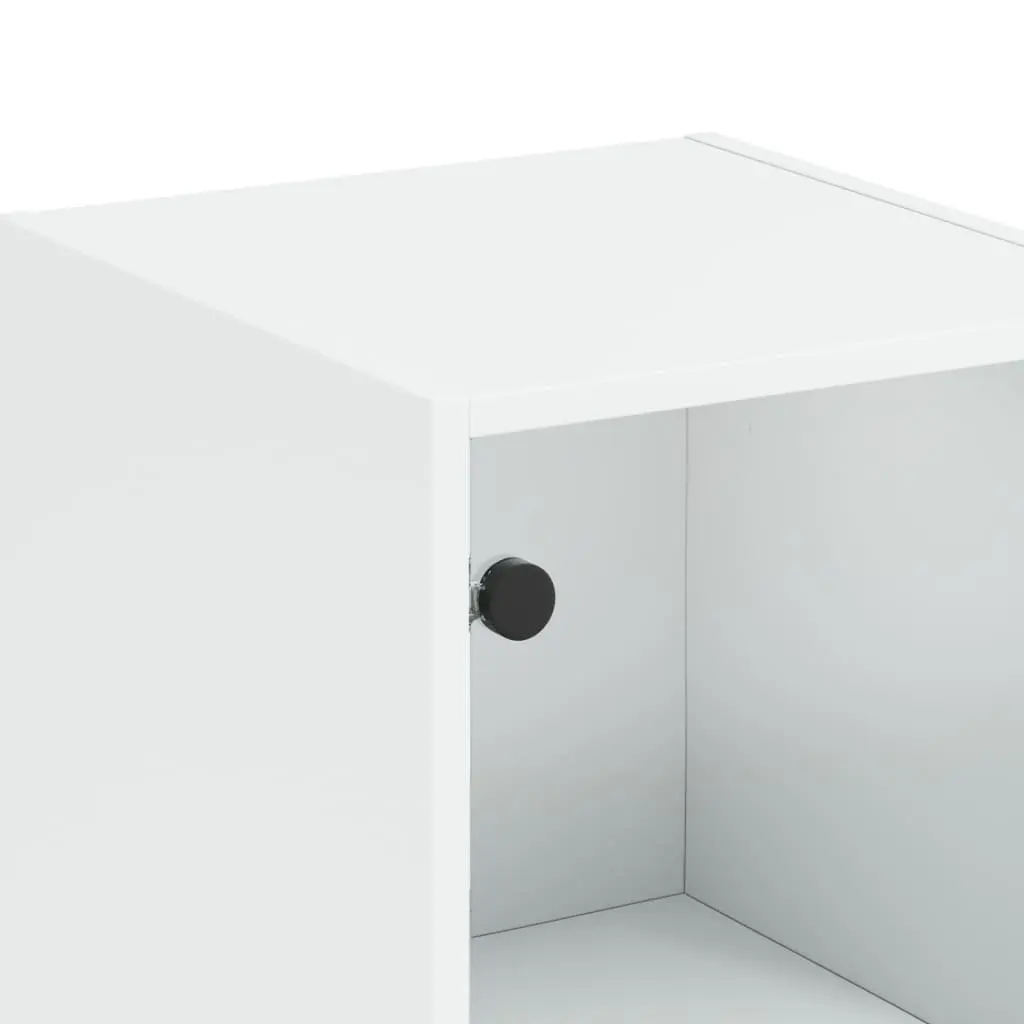 Highboard White 35x37x142cm Glass Door Storage Cabinet Organiser