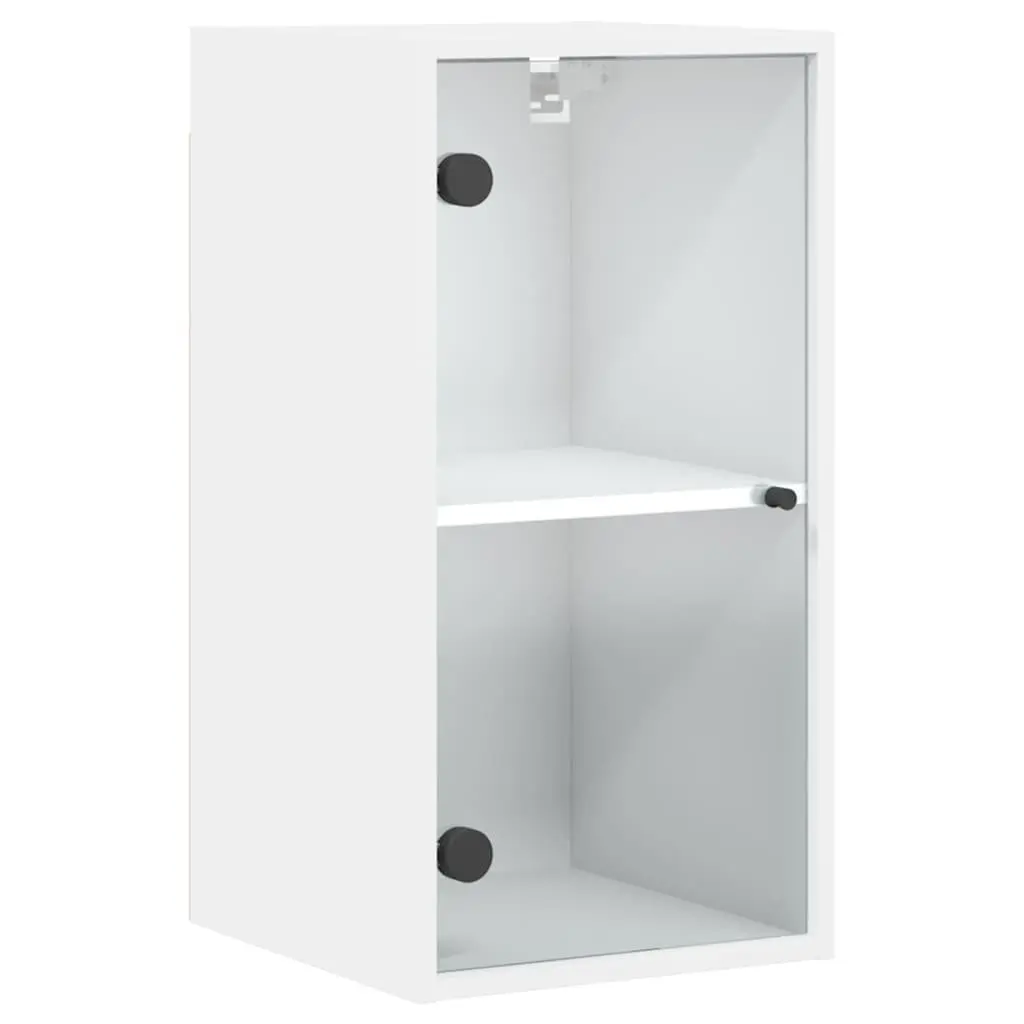 Wall Cabinet White Wall-mounted Glass Doors Storage Unit