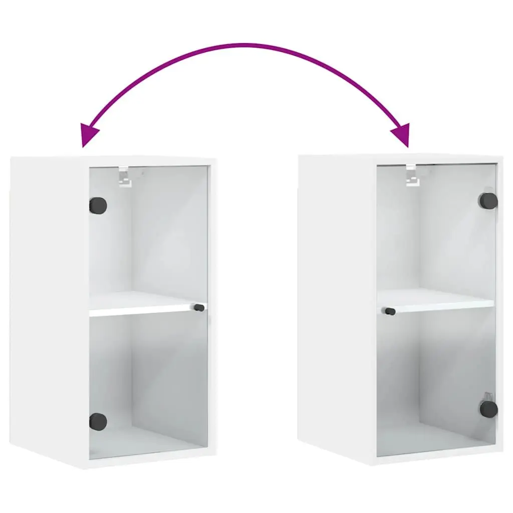 Wall Cabinet White Wall-mounted Glass Doors Storage Unit