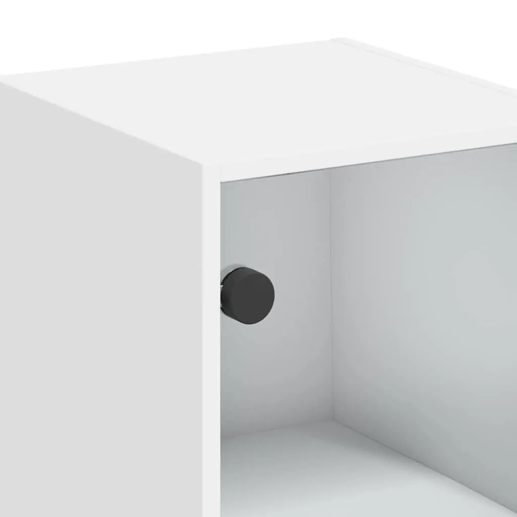 Wall Cabinet White Wall-mounted Glass Doors Storage Unit