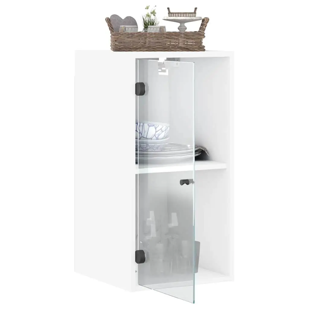Wall Cabinet White Wall-mounted Glass Doors Storage Unit