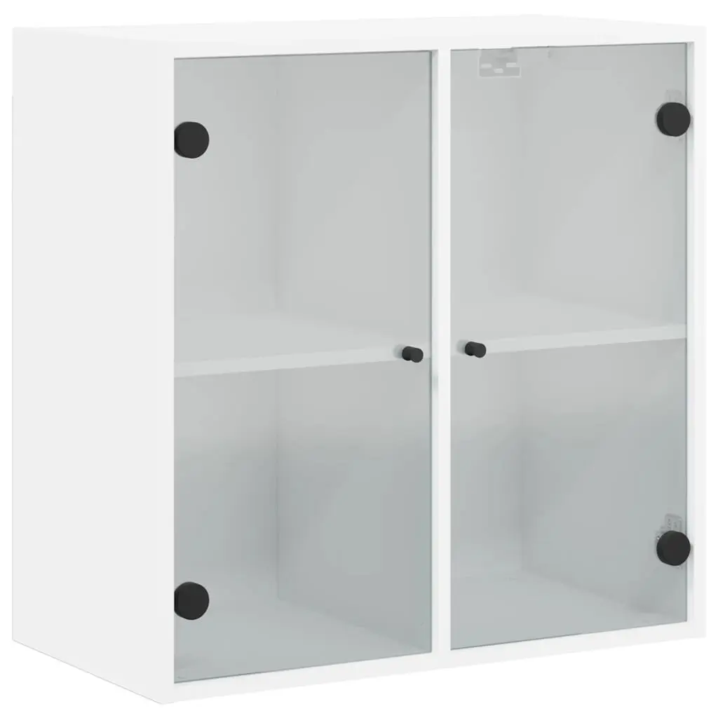 Wall Cabinet White 68x37x68.5cm Wall-mounted Glass Doors Storage Unit