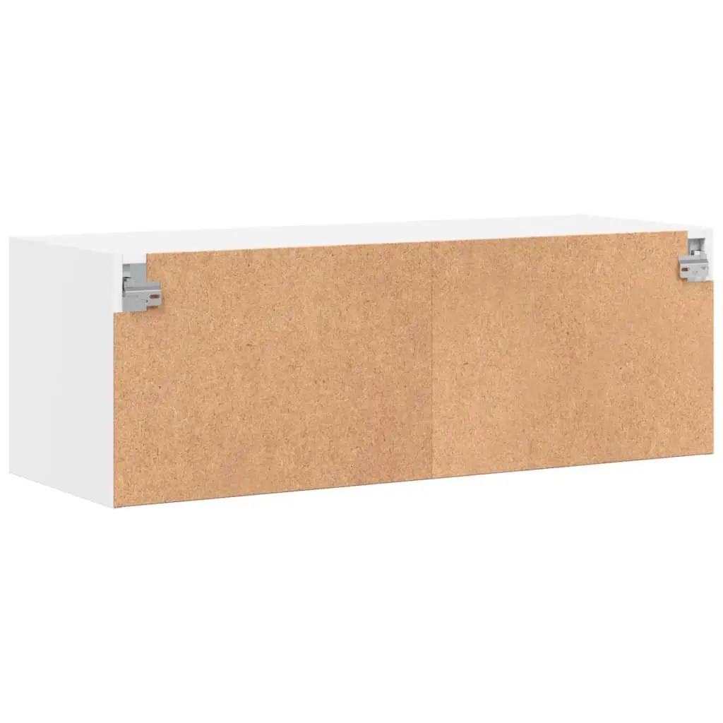 Wall Cabinet White 102x37x35cm Glass Doors Wall-Mounted Storage Unit
