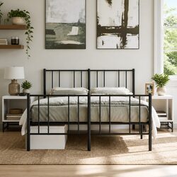 White Bedside Cabinets - Set of 2 with Glass Doors
