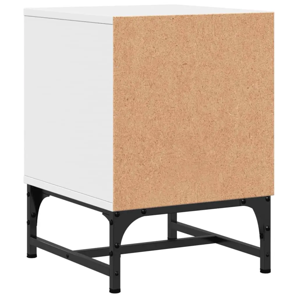 White Bedside Cabinets Set of 2 with Glass Doors 35x37x50 cm Engineered Wood