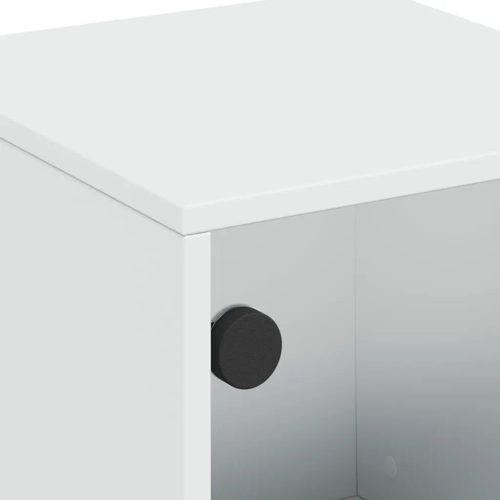 White Bedside Cabinets Set of 2 with Glass Doors 35x37x50 cm Engineered Wood