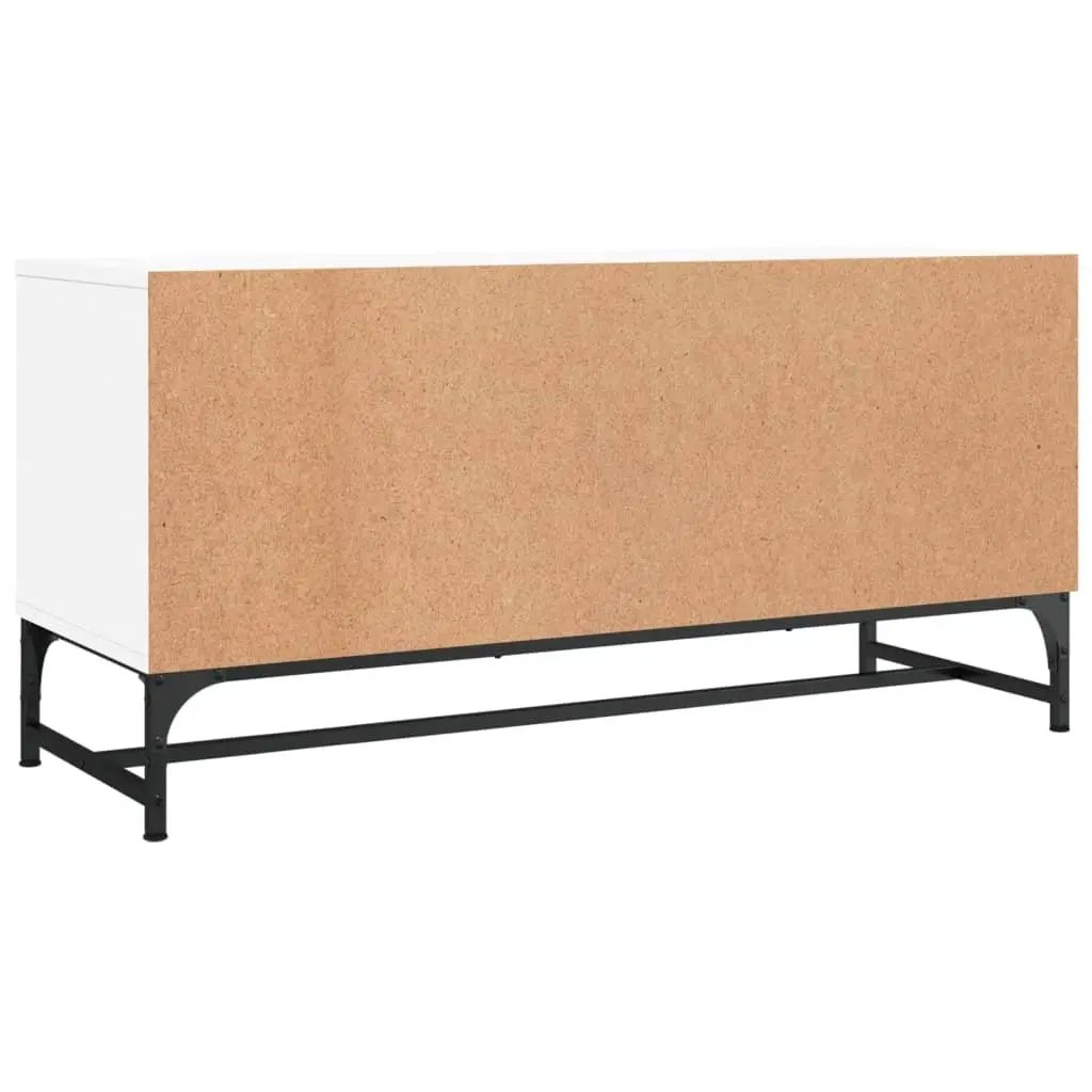TV Cabinet White 102 x 37 x 50 cm Glass Doors Media Storage Unit
