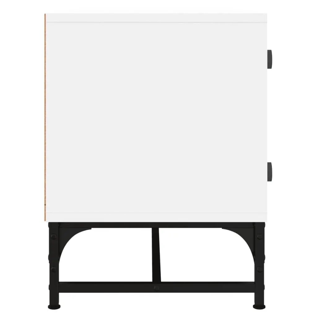 TV Cabinet White 102 x 37 x 50 cm Glass Doors Media Storage Unit