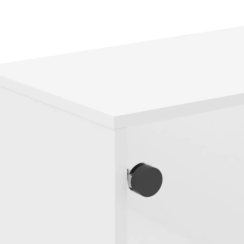 TV Cabinet White 102 x 37 x 50 cm Glass Doors Media Storage Unit