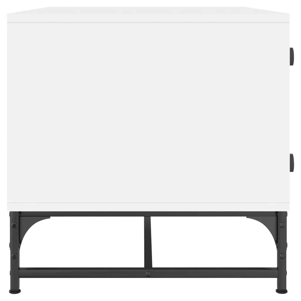 Coffee Table White Engineered Wood Glass Doors Storage Display Living Room 685x50x50cm