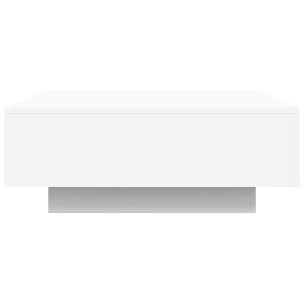Coffee Table White 80x80cm RGB LED Lights Adjustable Feature