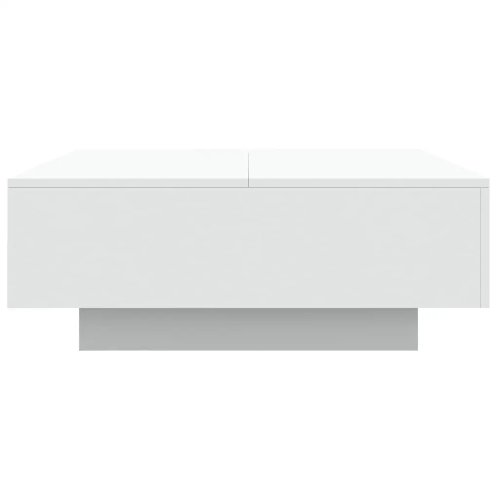 Coffee Table White 80x80cm RGB LED Lights Adjustable Feature