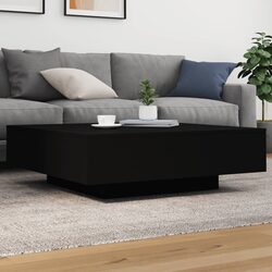 Black Modern Coffee Table with RGB LED Lighting