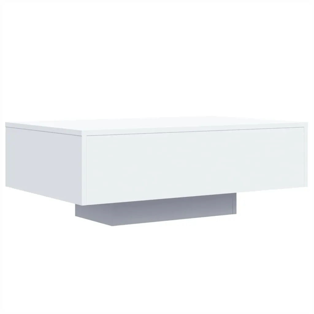 Coffee Table White 85x55x31cm RGB LED Lights Modern Living Room Accent