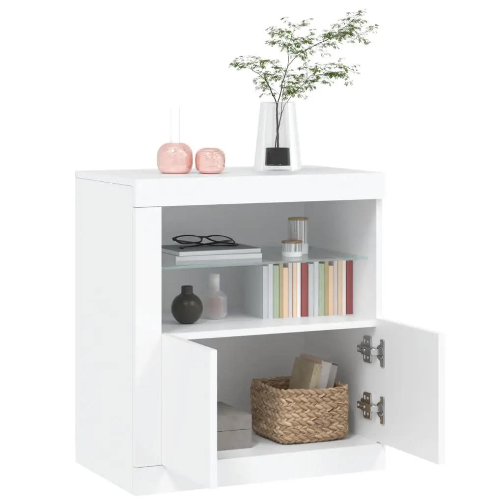 Sideboard White RGB LED Storage Cabinet Modern Display Unit