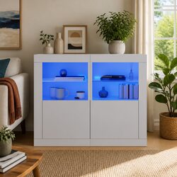 Side Cabinet with RGB LED Lighting, 2 pcs