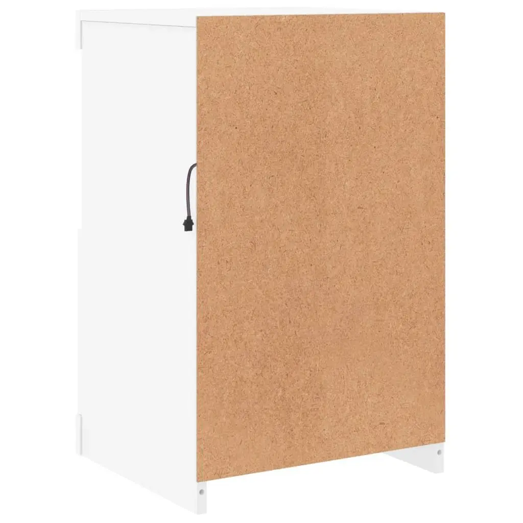 Side Cabinet White 2 pcs RGB LED Lights Engineered Wood Storage Unit