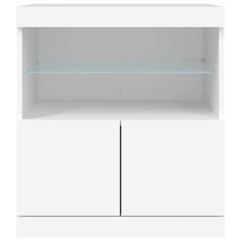 Sideboard Cabinet White 60W x 37D x 67H cm RGB LED Lights Storage Modern Furniture