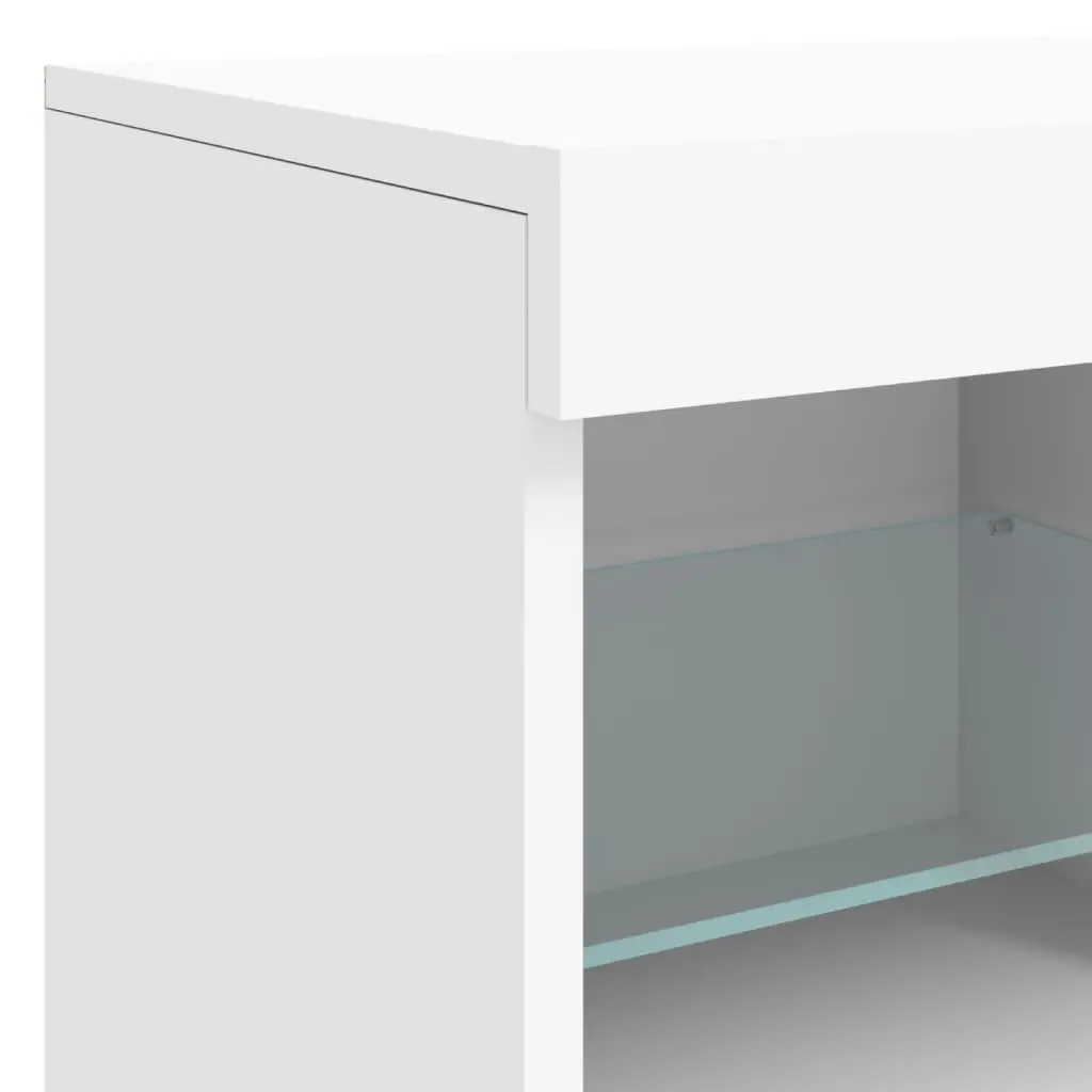 White Sideboard Cabinet RGB LED Lights Storage Buffet Furniture