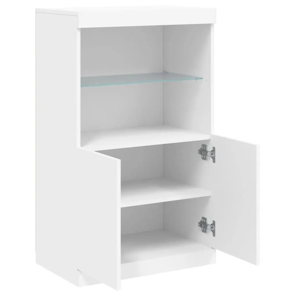 Sideboard White RGB LED Lights Modern Storage Cabinet Buffet Furniture