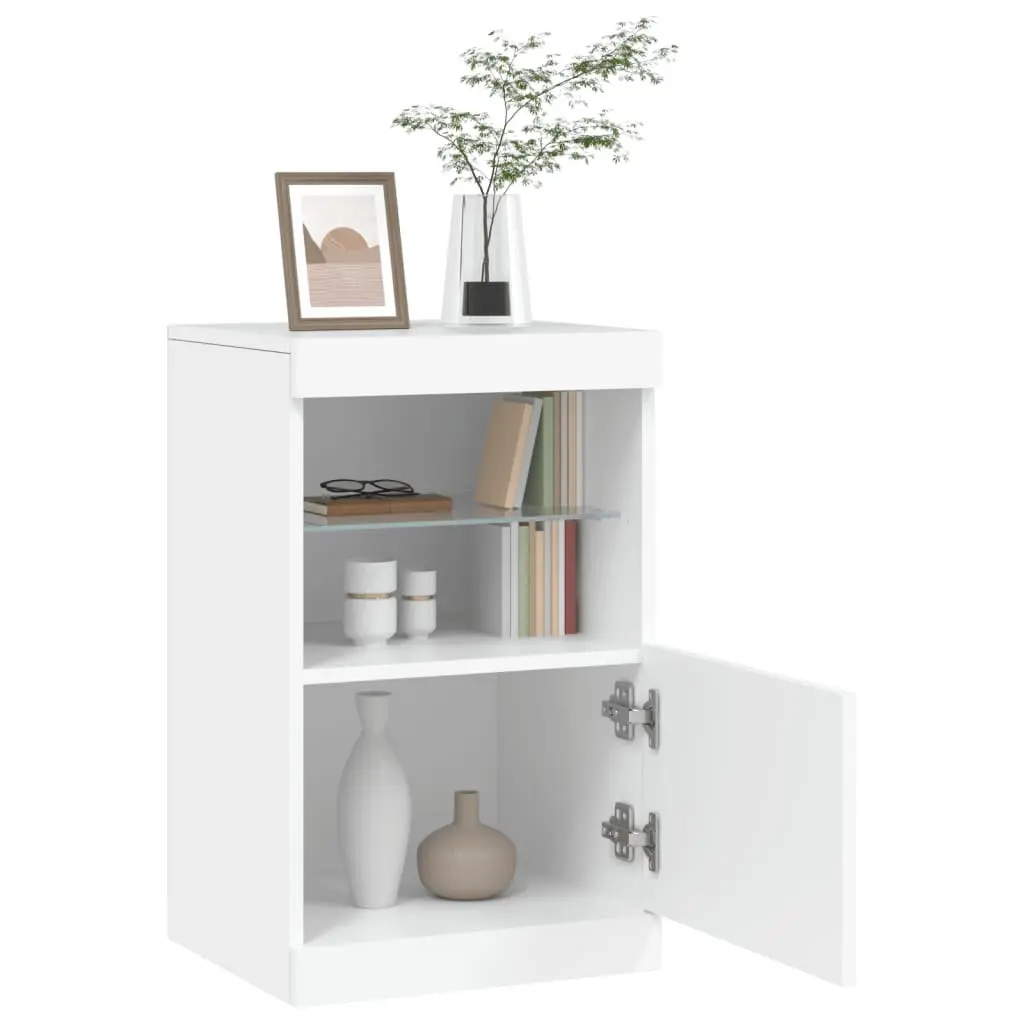 Sideboard White Modern RGB LED Lights Storage Cabinet