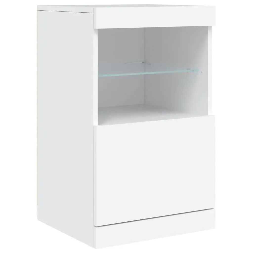 Sideboard White Modern RGB LED Lights Storage Cabinet