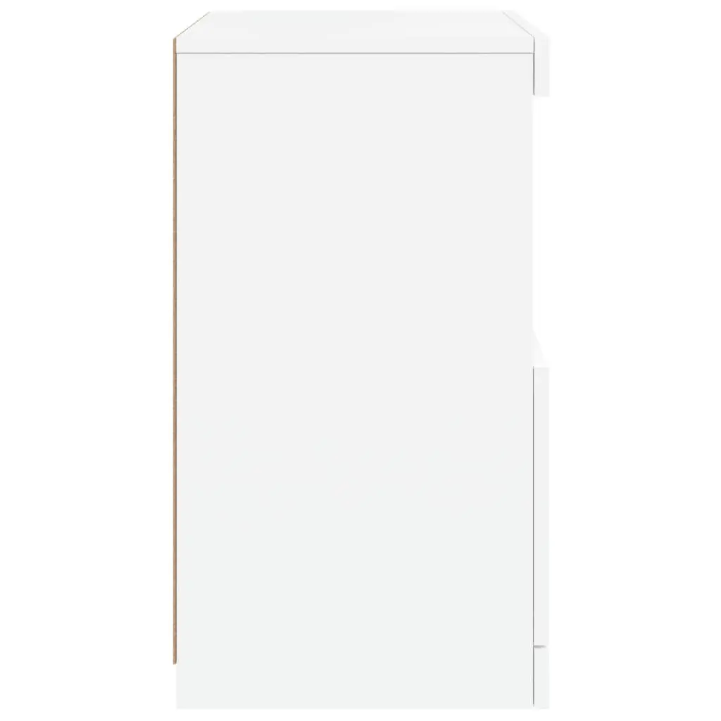 Sideboard White Modern RGB LED Lights Storage Cabinet