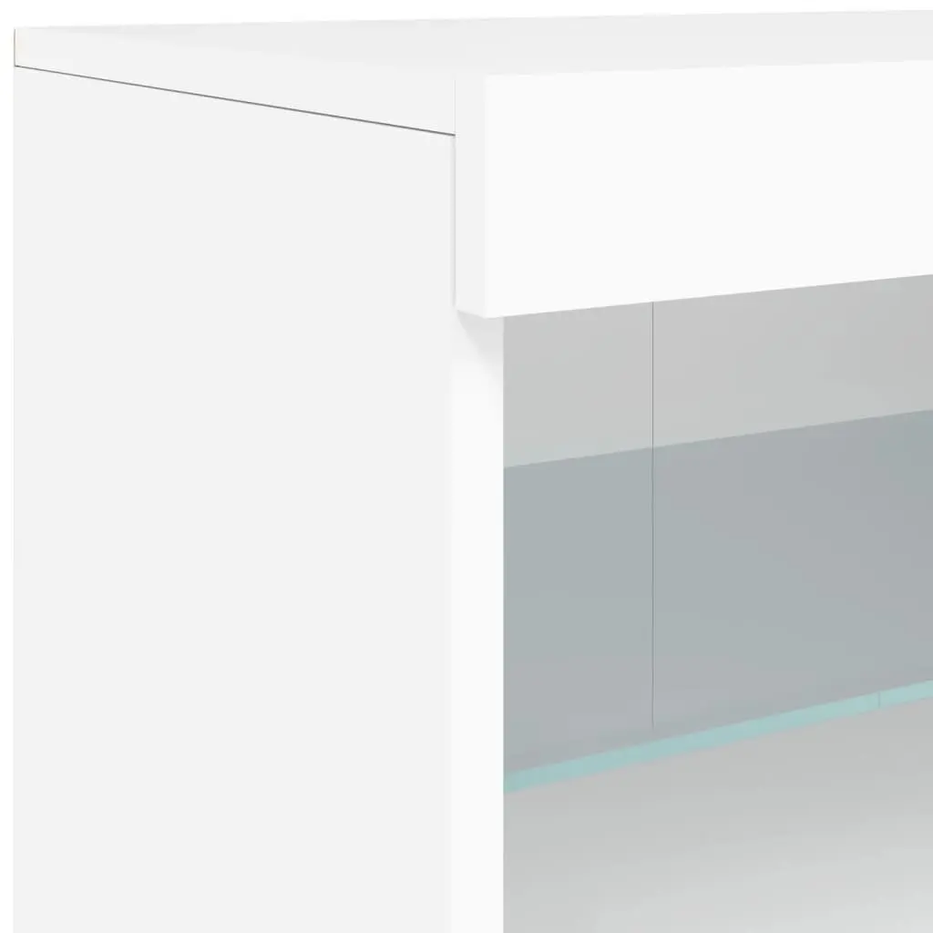 Sideboard White Modern RGB LED Lights Storage Cabinet