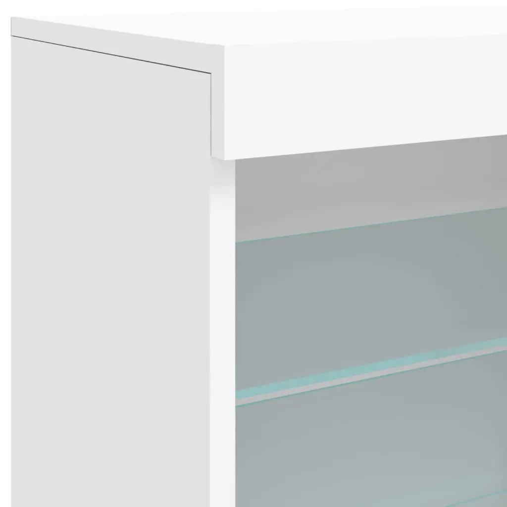 Sideboard Cabinet White 60.5x37x67cm RGB LED Lights Storage Buffet