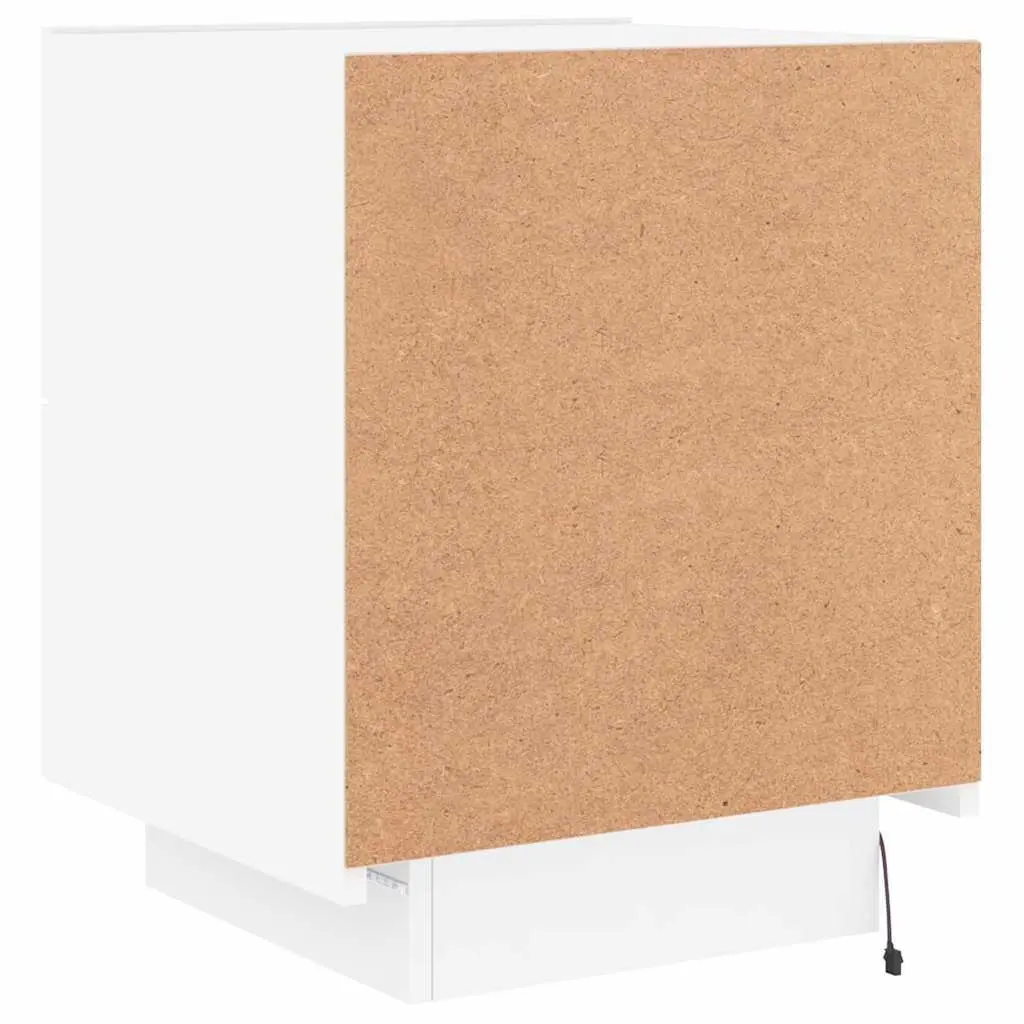 Bedside Cabinet White Engineered Wood 2 Drawers RGB LED Lights