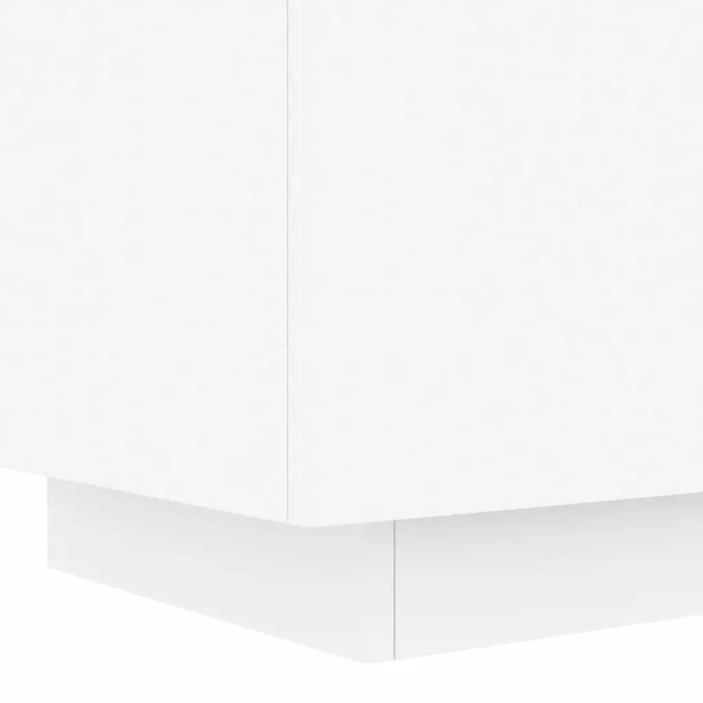 Bedside Cabinet White 2 Piece Set with RGB LED Lights Storage Nightstand