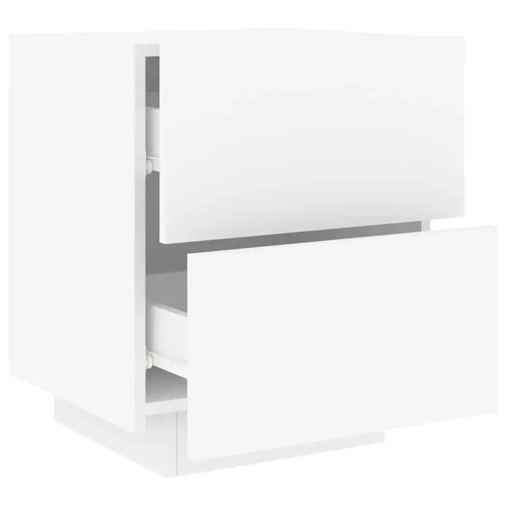 Bedside Cabinet White 2 Piece Set with RGB LED Lights Storage Nightstand