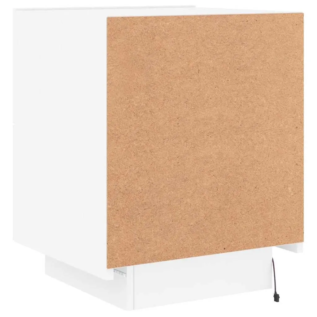 Bedside Cabinet White 2 Piece Set with RGB LED Lights Storage Nightstand
