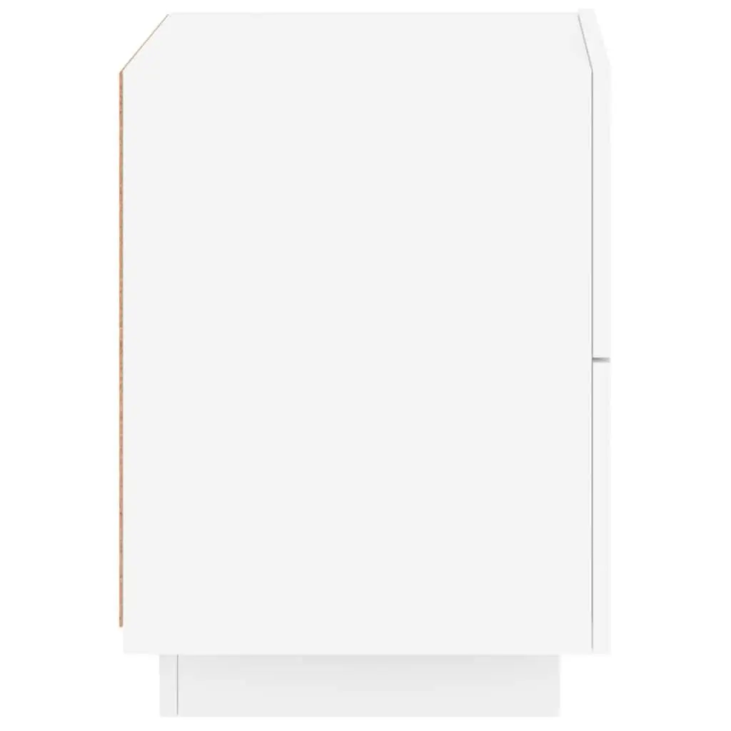 Bedside Cabinet White 2 Piece Set with RGB LED Lights Storage Nightstand