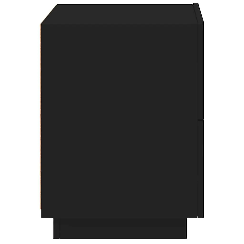 Bedside Cabinet Black 2 Drawer RGB LED Lights Storage Nightstand