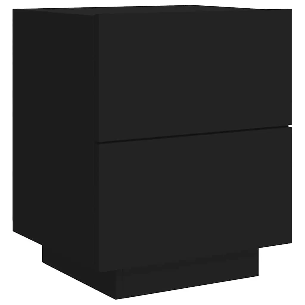 Bedside Cabinet Black 2 Pieces with RGB LED Lights and 2 Drawers
