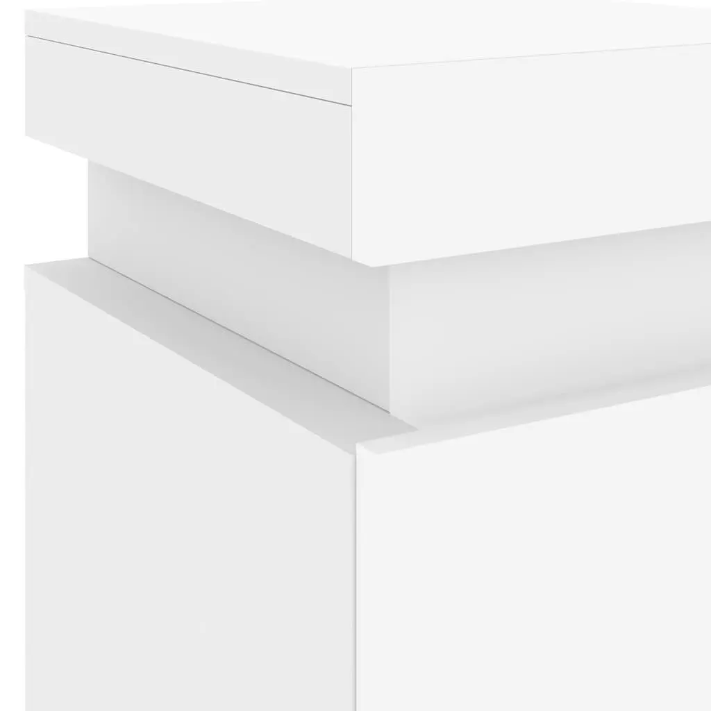 Bedside Cabinet with RGB LED Lights Modern Storage White 35x39x55cm