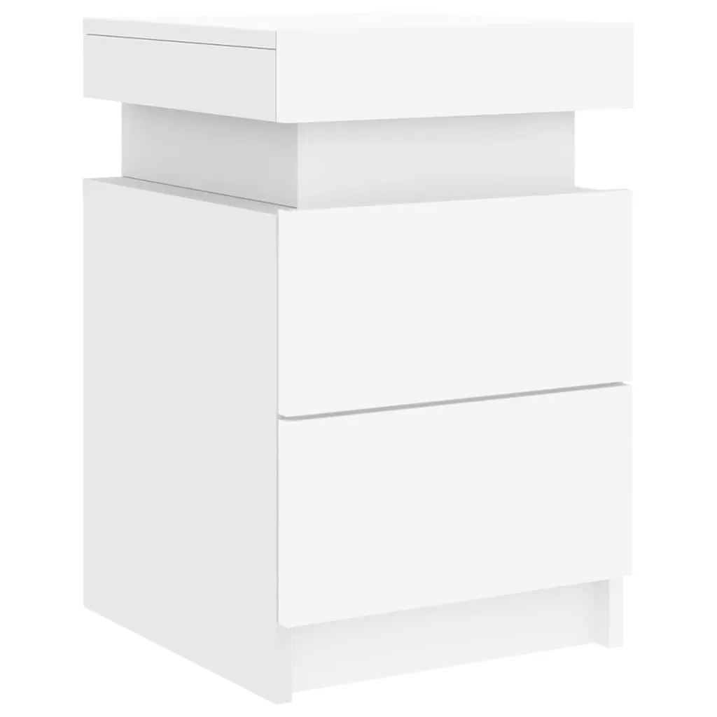 Bedside Cabinet with RGB LED Lights Modern Storage White 35x39x55cm