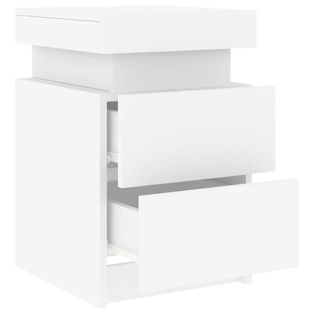 Bedside Cabinet with RGB LED Lights Modern Storage White 35x39x55cm