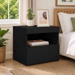 Black Bedside Cabinet with RGB LED Lighting