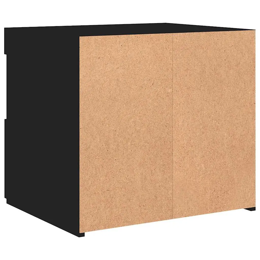 Bedside Cabinet Black Modern with RGB LED Lights Adjustable Ambiance