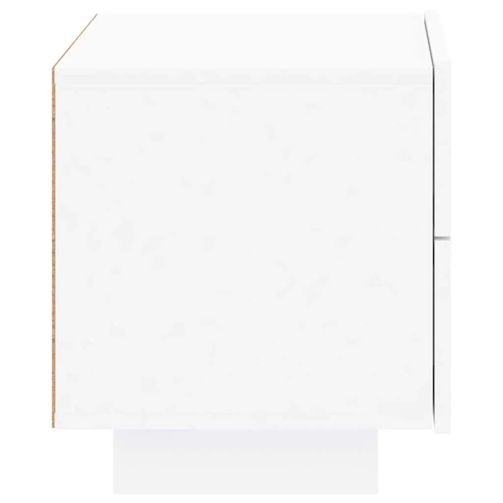 Bedside Cabinet White 70x36x40.5cm RGB LED Lights Storage Table