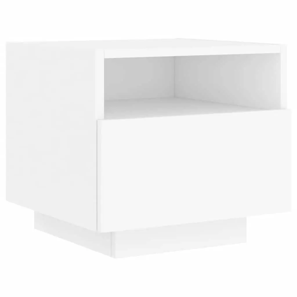 Bedside Table White 40x39x37 cm RGB LED Lights Storage Cabinet Set of 2
