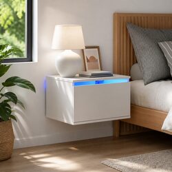 Wall-Mounted Bedside Cabinet with LEDs