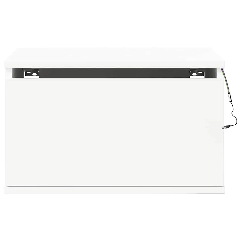 Wall-mounted Bedside Cabinet White RGB LED Lights Storage