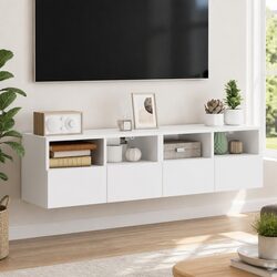 Compact White Floating TV Wall Cabinet for Organization
