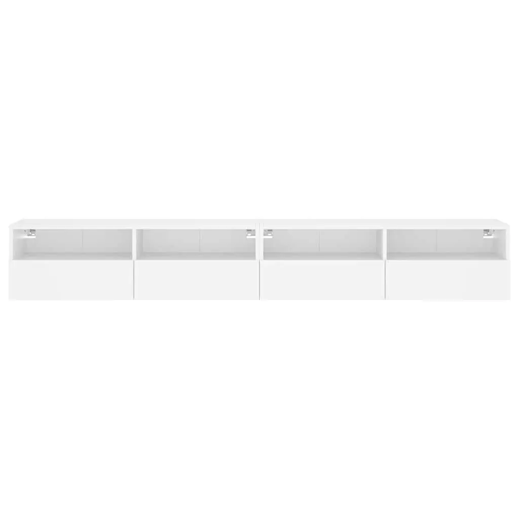 TV Wall Cabinets 2pcs White Floating Media Storage Unit Shelves Compartments