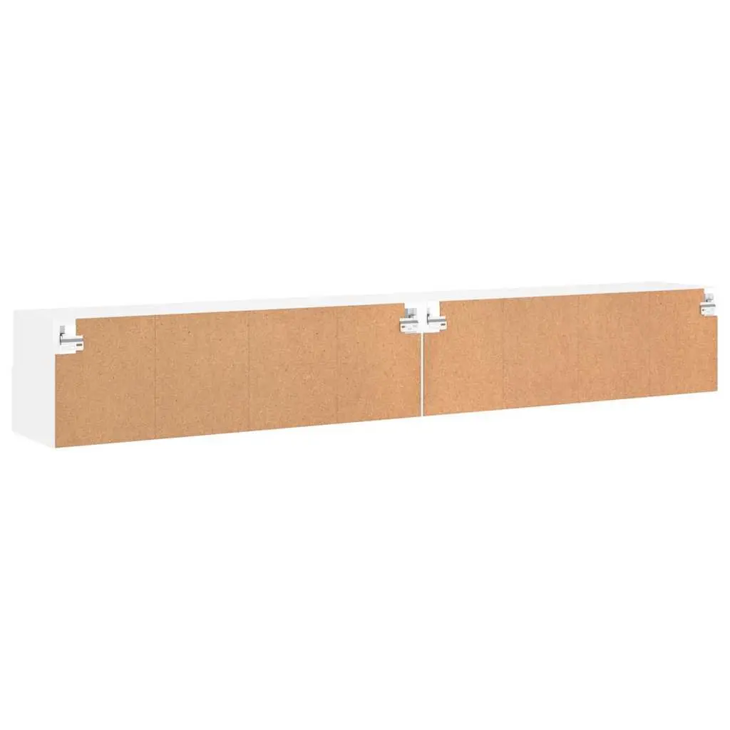 TV Wall Cabinets 2pcs White Floating Media Storage Unit Shelves Compartments
