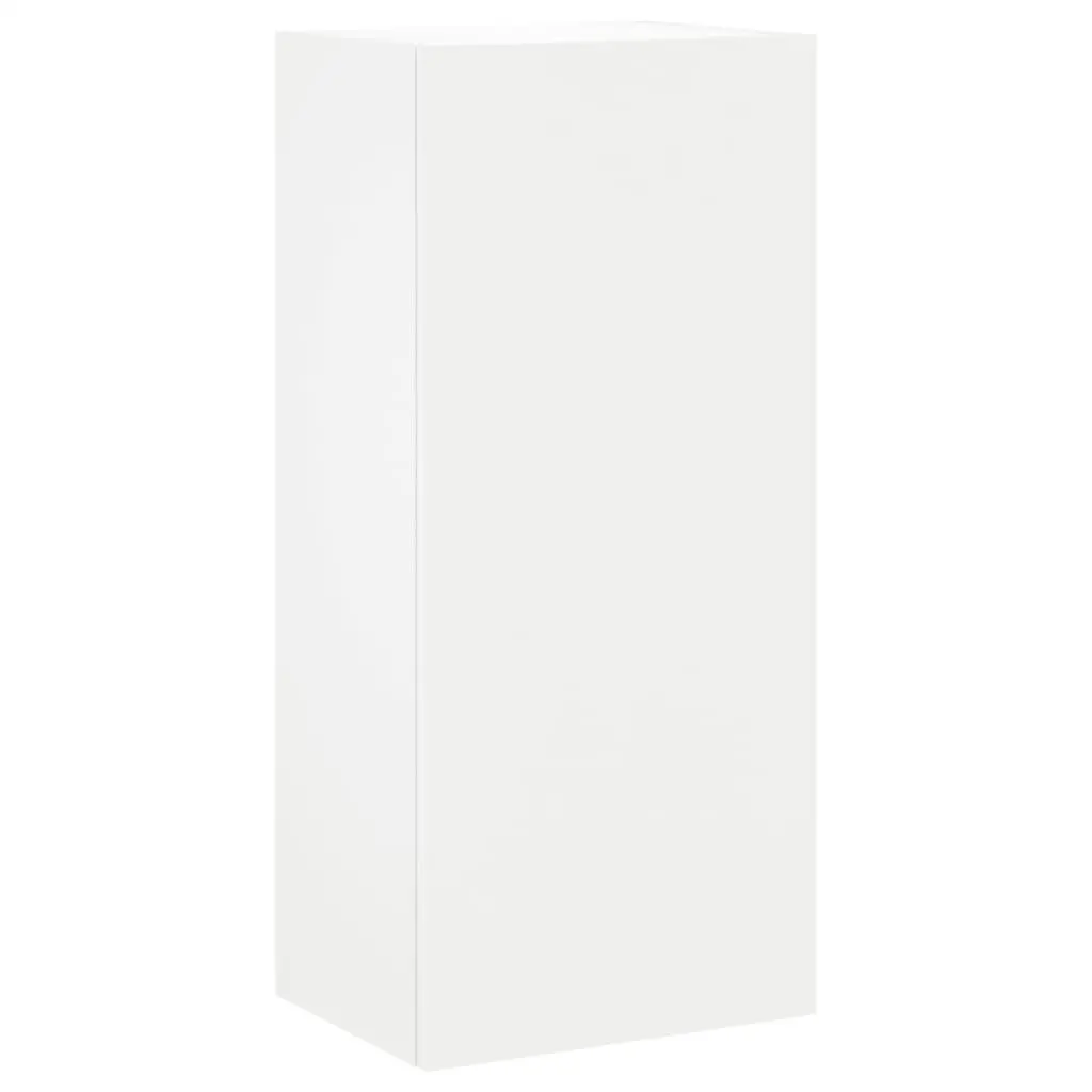 TV Wall Cabinet White Wall-Mounted Floating Media Unit with 3 Storage Compartments